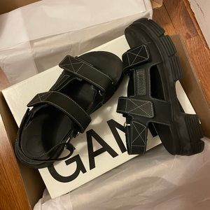 GANNI black rubber sandals, size 39